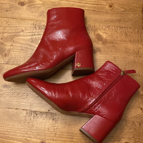 Tory Burch Shoes - Tory Burch Red Patent Leather Booties size 6.5